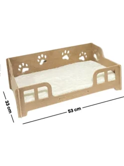 Paws&Whiskers Katzen<Katzenbett "Lyra" in Hellbraun/ Creme - (B)53 x (H)18 x (T)33 cm