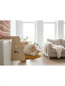 Paws&Whiskers Katzen<Katzenbett "Riana" in Senf - (L)35 x (B)52 cm