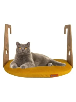 Paws&Whiskers Katzen<Katzenbett "Riana" in Senf - (L)35 x (B)52 cm