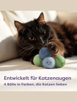 Knupis Katzen<Katzenbälle mit Glöckchen – 4 Bälle Wolle