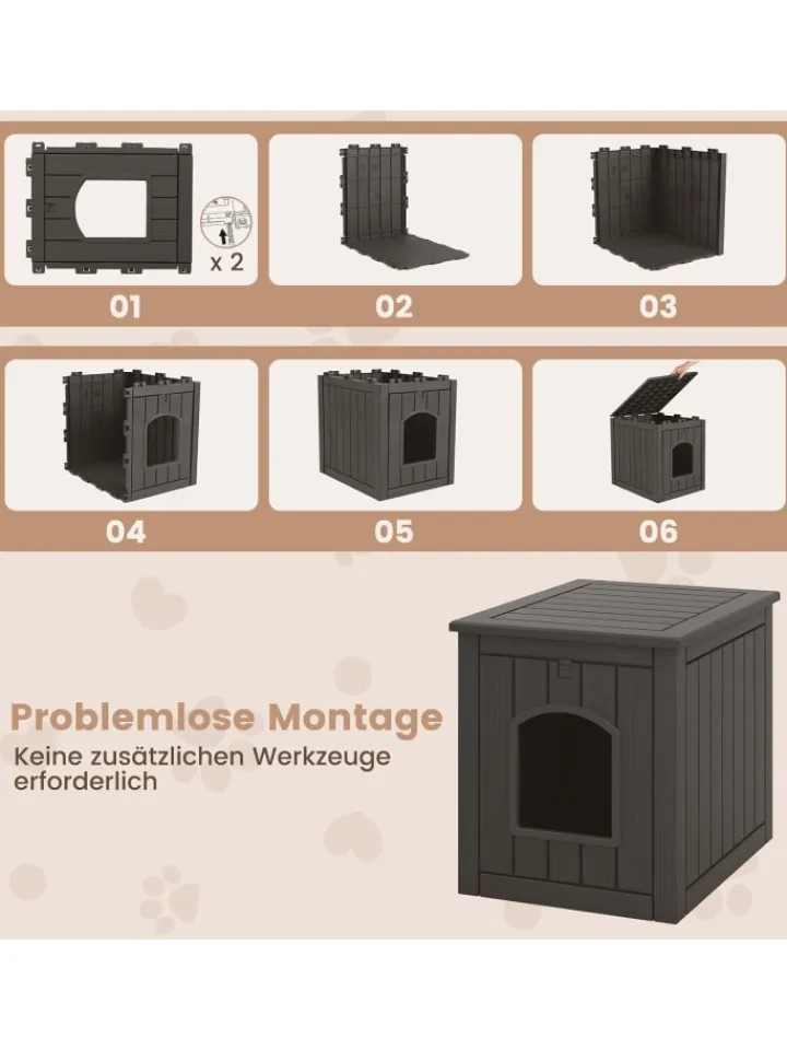 COSTWAY Katzen<Katzenhaus Katzenklo Schrank in Schwarz