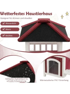 COSTWAY Katzen<Katzenhaus Outdoor in Rot