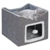 relaxdays Katzen<Katzenhöhle in Grau - (B)40 x (H)32 x (T)40 cm