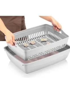 Paws&Whiskers Katzen<Katzenklo in Grau - (B)37,5 x (H)50 x (T)41 cm
