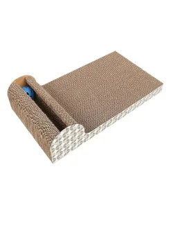 Intirilife Katzen<Katzenkratzbrett Katzenspielzeug in Braun - 45.5 x 24.5 x 10.5 cm