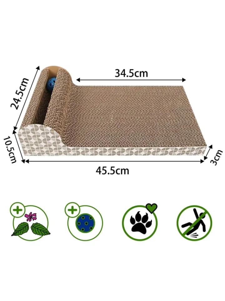 Intirilife Katzen<Katzenkratzbrett Katzenspielzeug in Braun - 45.5 x 24.5 x 10.5 cm