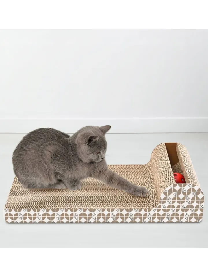 Intirilife Katzen<Katzenkratzbrett Katzenspielzeug in Braun - 45.5 x 24.5 x 10.5 cm