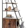 COSTWAY Katzen<Katzenschrank mit Leiterregal in Braun