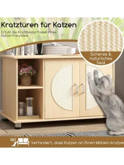 COSTWAY Katzen<Katzenschrank 82x48x52cm in Beige