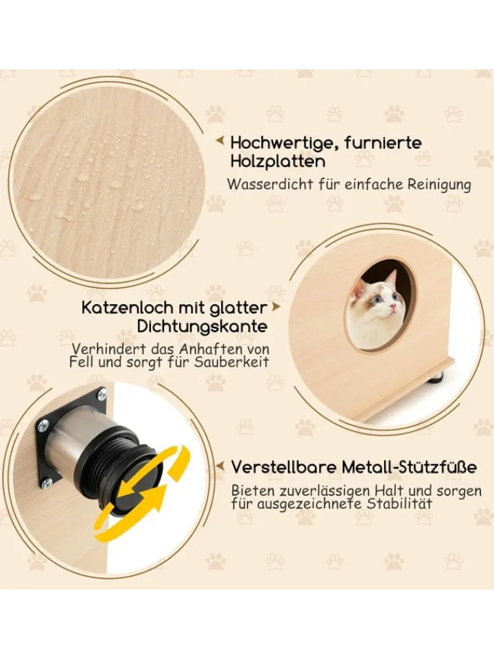 COSTWAY Katzen<Katzenschrank 82x48x52cm in Beige