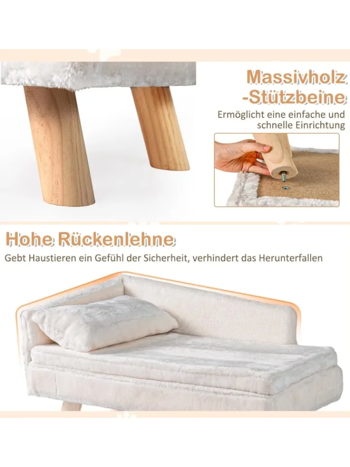 COSTWAY Katzen<Katzensofa 71 x 43 x 40 cm in Weiß