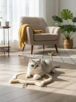 Paws&Whiskers Hunde<Katzen-Spielbrett in Hellbraun - Ø 34 cm