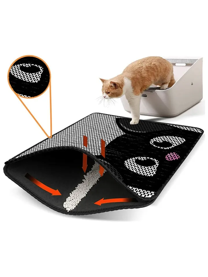 Paws&Whiskers Katzen<Katzenstreumatte in Grau/ Schwarz - (L)45 x (B)60 cm