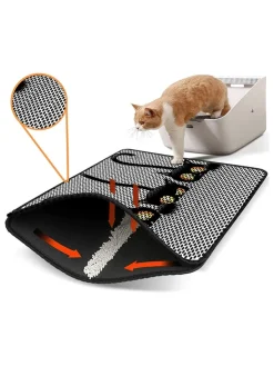 Paws&Whiskers Katzen<Katzenstreumatte in Grau/ Schwarz - (L)45 x (B)60 cm