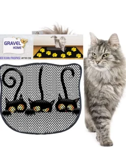 Paws&Whiskers Katzen<Katzenstreumatte in Schwarz/ Grau - (L)50 x (B)40 cm