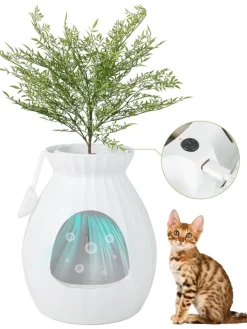 COSTWAY Katzen<Katzentoilette mit elektronischer Geruchsentfernung in Weiß