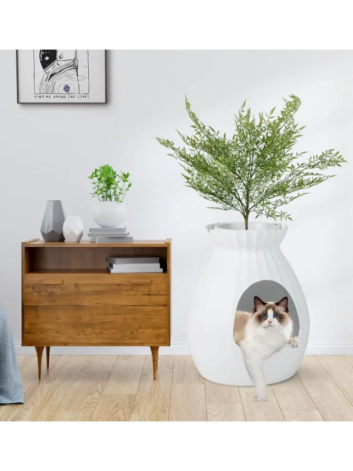 COSTWAY Katzen<Katzentoilette mit elektronischer Geruchsentfernung in Weiß