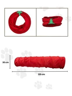 Paws&Whiskers Katzen<Katzentunnel in Rot - (B)125 cm