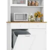 COSTWAY Regale & Schränke<Küchenschrank für 45 L Mülleimer 100 x 34 x 172 cm in Weiß