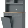 COSTWAY Regale & Schränke<Küchenschrank für 45 L Mülleimer 100 x 34 x 172 cm in Grau
