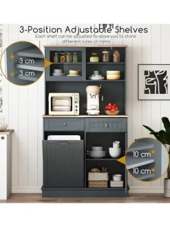 COSTWAY Regale & Schränke<Küchenschrank für 45 L Mülleimer 100 x 34 x 172 cm in Grau