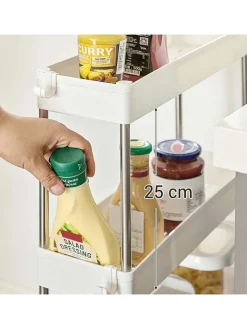 Songmics Regale & Schränke<Küchenwagen in Weiß/ Schwarz - (B)40 x (H)86 x (T)12,5 cm