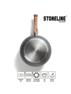 Stoneline Kochgeschirr<Keramik Kochgeschirr-Set 14-teilig | mit Deckeln in Holzoptik