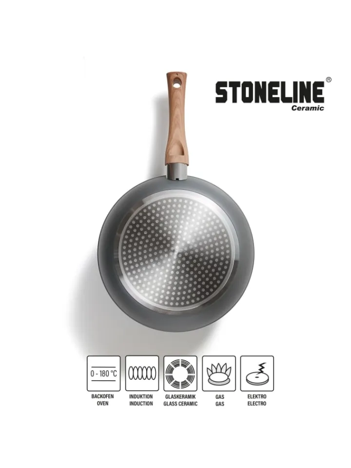 Stoneline Kochgeschirr<Keramik Kochgeschirr-Set 14-teilig | mit Deckeln in Holzoptik