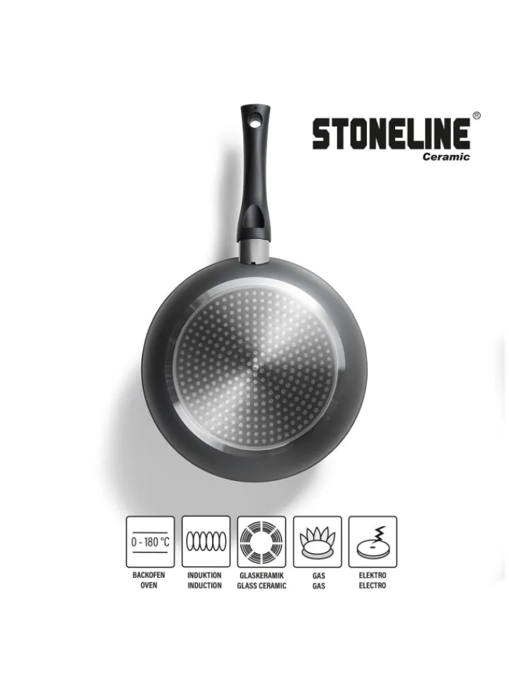 Stoneline Kochgeschirr<Keramik Kochgeschirr-Set 16-teilig 18/20/24/28 | mit Deckeln in Anthrazit