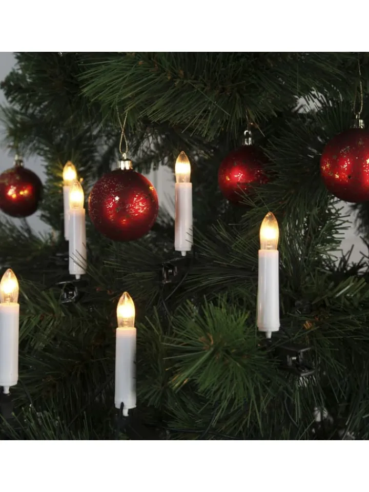 MARELIDA Lichterketten & Dekobeleuchtung<Kerzenlichterkette 25 Baumkerzen E10 Fassung für Innen L: 12m in weiß