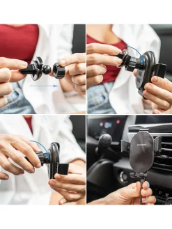 InnovaGoods Technikzubehör<Kfz-Handyhalterung mit Schnelladegerät in Schwarz - (H)10,5 cm