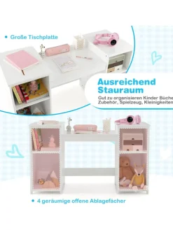 COSTWAY Möbel-Sets<Kinder Schminktisch-Set in Weiß
