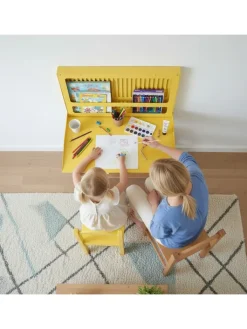 Woody Kids Tische<Kinder-Aktivitäts-Murphy-Schreibtisch in Gelb - (L)50 x (B)35 cm