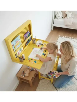 Woody Kids Tische<Kinder-Aktivitäts-Murphy-Schreibtisch in Gelb - (L)50 x (B)35 cm