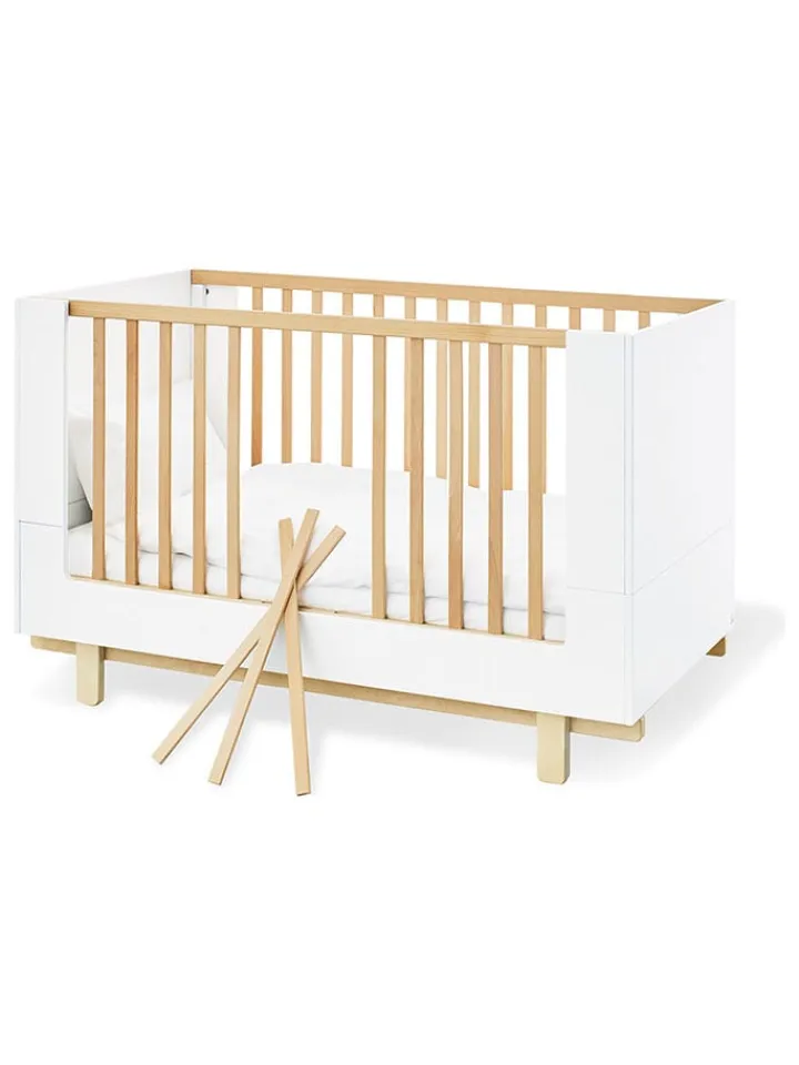 Pinolino Babymöbel<Kinderbett "Boks" in Weiß/ Natur - (B)144 x (H)90 x (T)78 cm