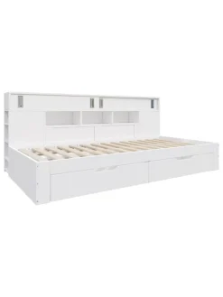 ABRIHOME Betten & Matratzen<Kinderbett in Weiß mit Schubladen Regal und Bettkasten 90x200 cm ohne Matratze