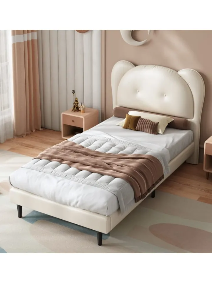 ABRIHOME Betten & Matratzen<Kinderbett mit Kopfteil in Tierform in Beige, 90x200cm