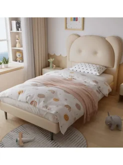 ABRIHOME Betten & Matratzen<Kinderbett mit Kopfteil in Tierform in Beige, 90x200cm