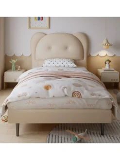 ABRIHOME Betten & Matratzen<Kinderbett mit Kopfteil in Tierform in Beige, 90x200cm