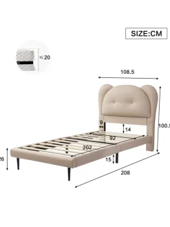 ABRIHOME Betten & Matratzen<Kinderbett mit Kopfteil in Tierform in Beige, 90x200cm