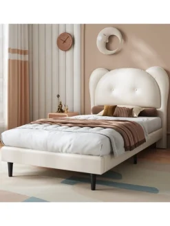 ABRIHOME Betten & Matratzen<Kinderbett mit Kopfteil in Tierform in Beige, 90x200cm