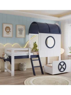 ABRIHOME Betten & Matratzen<Kinderbett mit Rollenschublade und zweistufiger Schrägleiter, 90x200cm