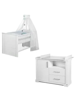 roba Möbel-Sets<Kindermöbelset Maxi 2-tlg. Weiß mit Bett & breiter Wickelkommode