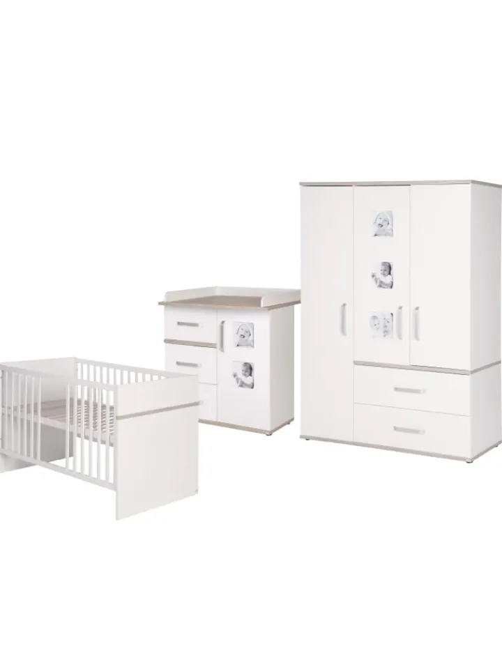 roba Möbel-Sets<Kindermöbelset Moritz 3-tlg. Weiß mit Bett, Kommode & Schrank