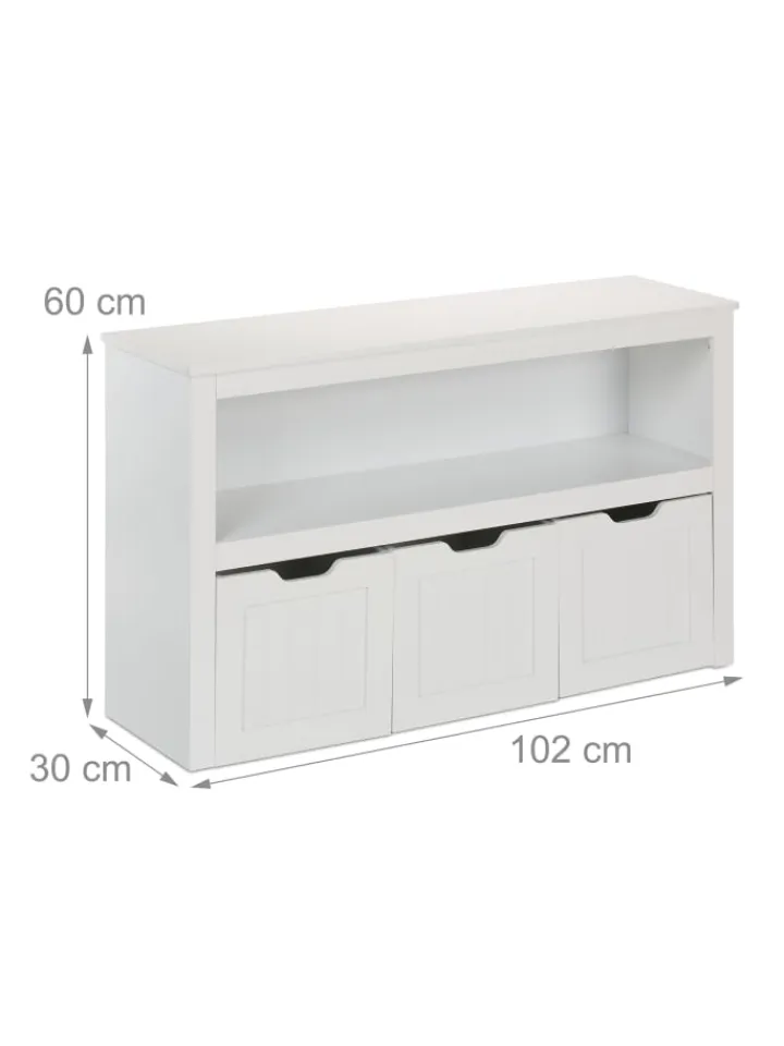 relaxdays Kindermöbel|Regale & Schränke<Kinderregal in Weiß - (B)102 x (H)60 x (T)30 cm