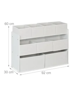 relaxdays Kindermöbel<Kinderregal in Weiß - (B)92 x (H)60 x (T)30 cm