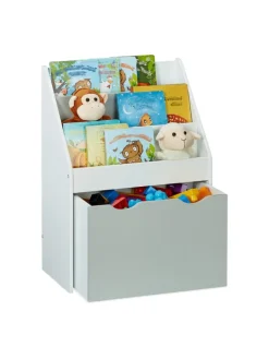 relaxdays Kindermöbel<Kinderregal in Weiß/ Grau - (B)50,5 x (H)70 x (T)28 cm