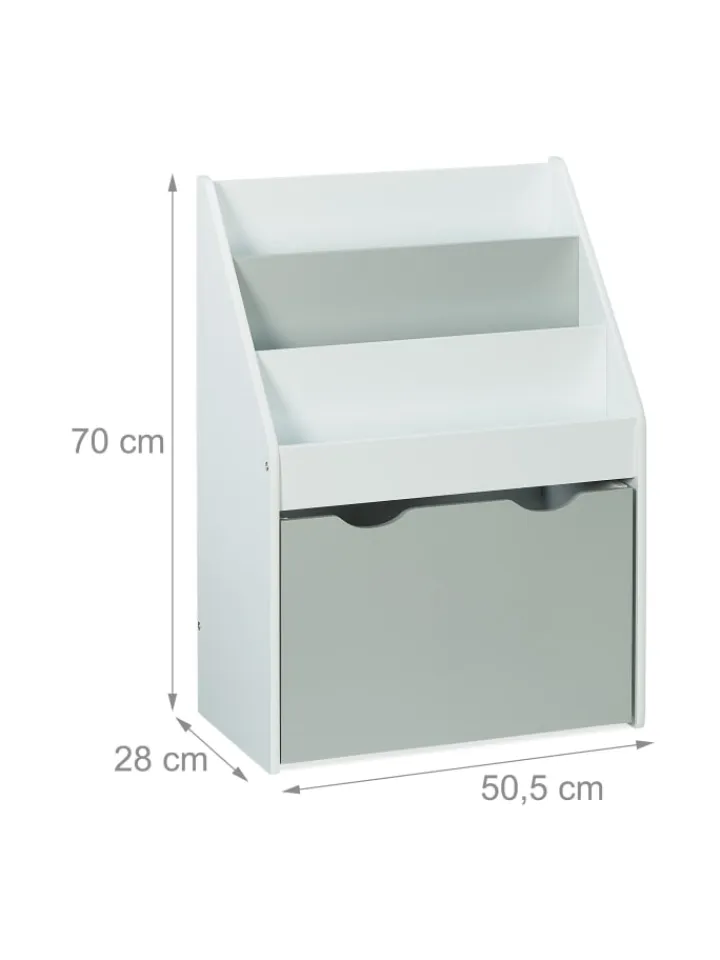 relaxdays Kindermöbel<Kinderregal in Weiß/ Grau - (B)50,5 x (H)70 x (T)28 cm