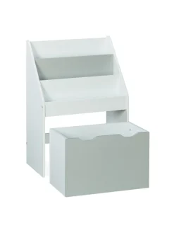 relaxdays Kindermöbel<Kinderregal in Weiß/ Grau - (B)50,5 x (H)70 x (T)28 cm
