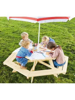 Pinolino Sitzmöbel<Kindersitzgarnitur "Nicki 6-Eck" in Natur - (L)162 x (B)162 x (H)50 cm